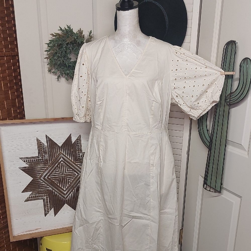 Sundress with Puff Sleeves In Ivory Size X